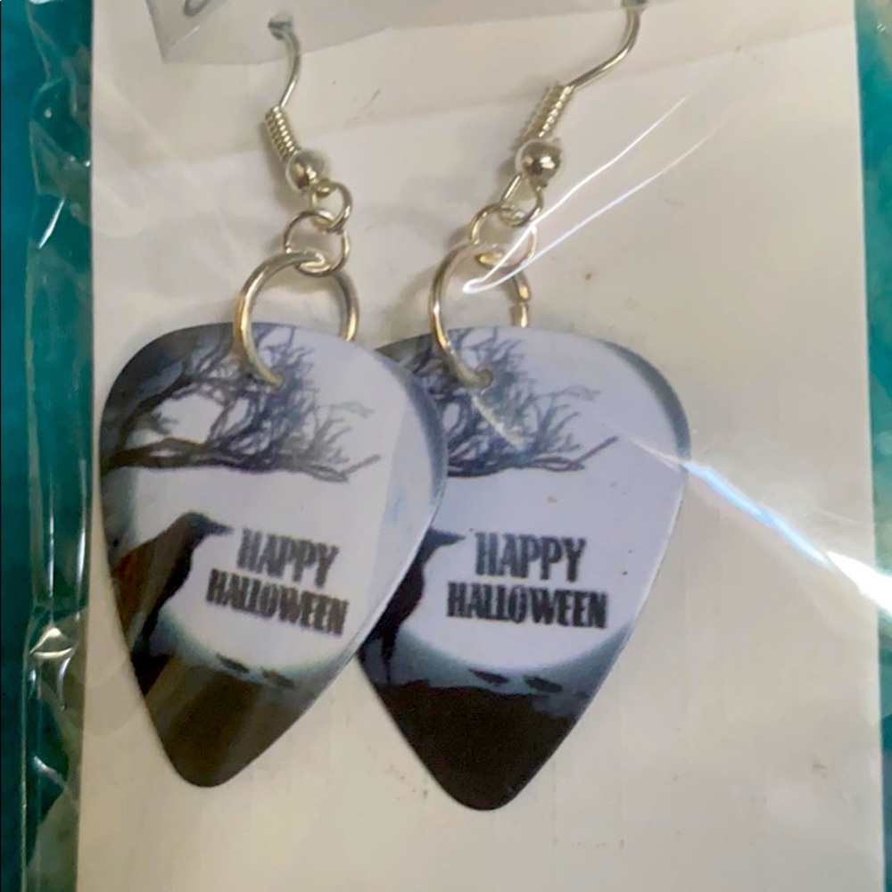Halloween Guitar Pick Earrings